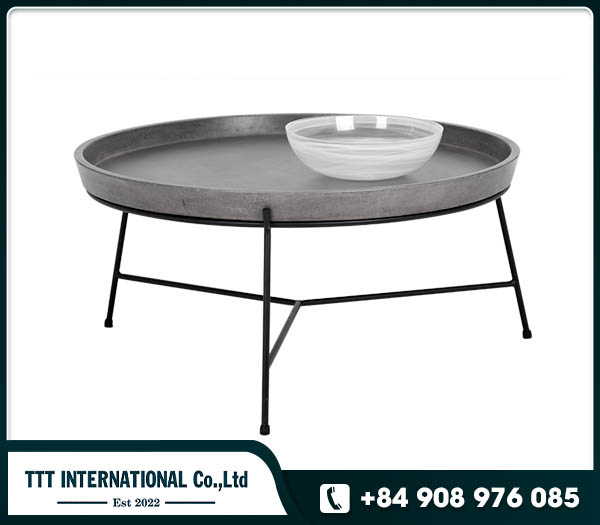 Concrete tray with metal frame
